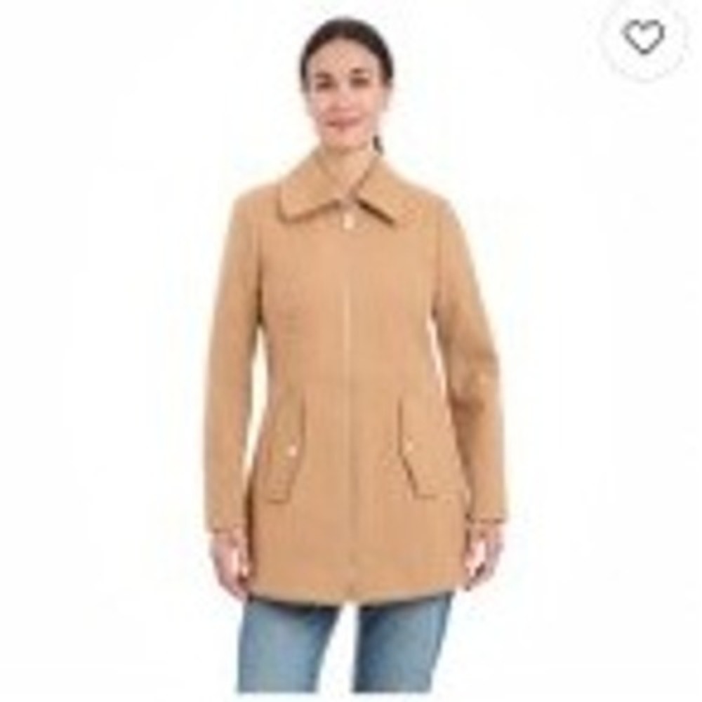 London Fog Womens Camel Wool Blend Zip Front Coat Jacket Medium NWT